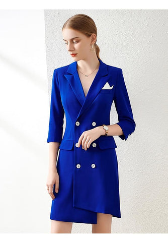 Royal Blue Double Breasted Shirt Dress