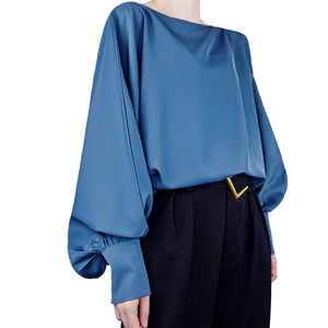 Minimalist Silk Long Sleeve Blouse - FashionByTeresa