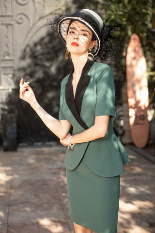 Shortsleeved Pencil Skirt Suits and Pant suit - FashionByTeresa
