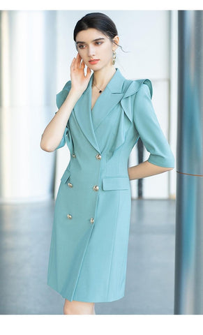 Sophisticated Teal Blue Tailored Dress