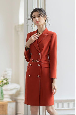 Orange Double Breasted Shirt Dress - FashionByTeresa