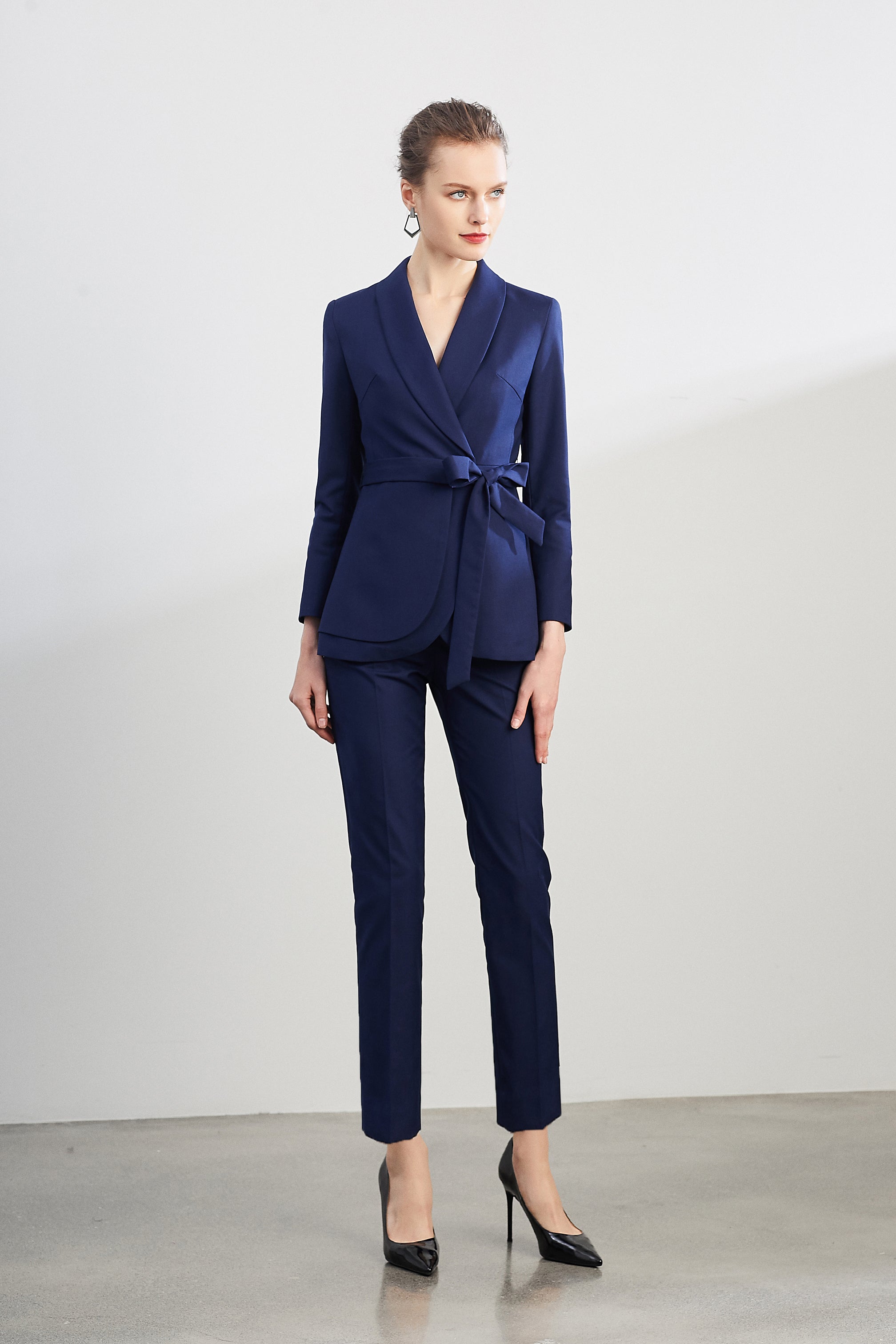 Blue Blazer Suit Set for Women, Wide Leg Pants High Rise, Belted Blue Blazer  for Women, Blue Trouser Blazer Set for Women, Office Wear Women -   Canada