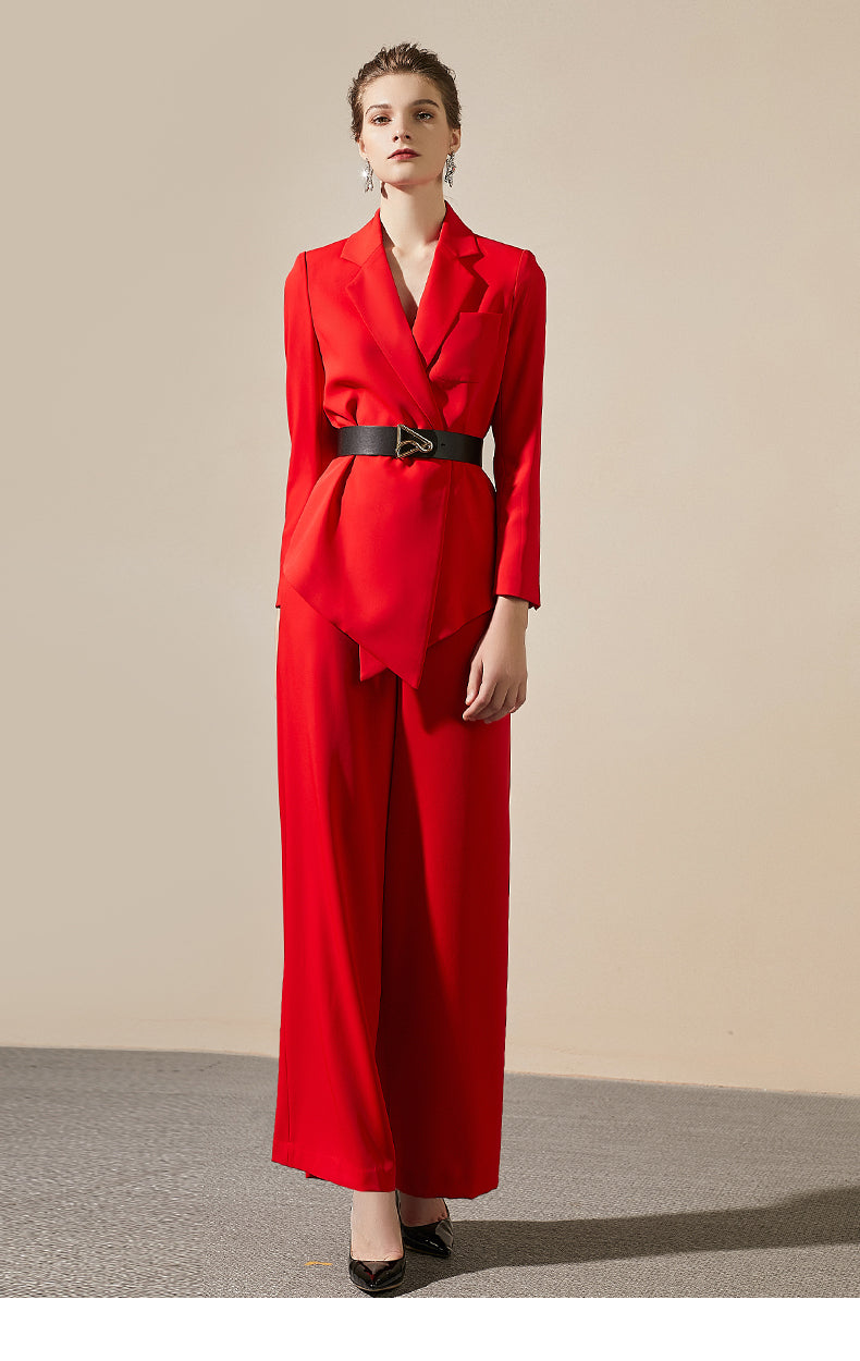 HOT ! Suit Trousers Red Wide Leg Suit Red Pant Suit, Red Wide Leg Belt Pant Suit For Women Online L Red HOT ! Suit Trousers Red Wide Leg Suit Red Pant Suit, Red Wide Leg Belt Pant Suit For Women Online L Red