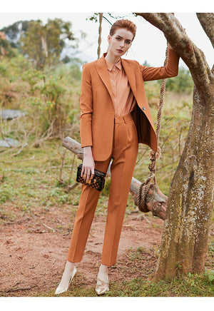 Caramel Tailored Elegant Pant Suit Sets - FashionByTeresa
