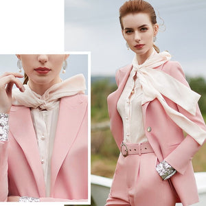 Pink Tailored Elegant Pant Suit Sets - FashionByTeresa