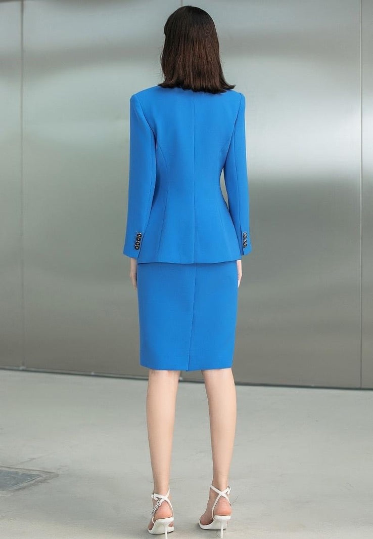 electric blue blazer dress Unique21 Blazer Dress, Luxe Stain Breasted Baby Blue Blazer Dress 24
