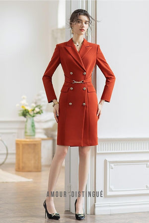 Orange Double Breasted Shirt Dress - FashionByTeresa