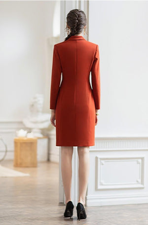 Orange Double Breasted Shirt Dress - FashionByTeresa