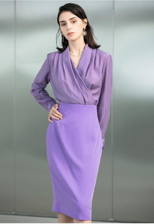 Lavender Three Piece Skirt Suit Set - FashionByTeresa