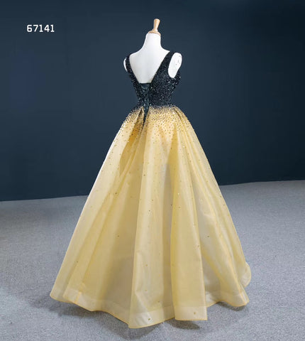 Beaded Asymmetrical Short Front Long Back Evening Ball Gown - FashionByTeresa
