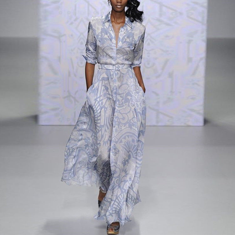 long sleeve floral dress with buttons Harper