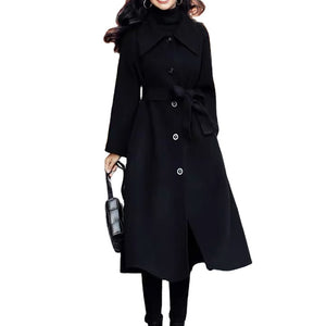 Black winter cashmere long coat - FashionByTeresa