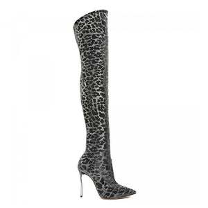 Animal Print heels Snakeskin Thigh High Boots. - FashionByTeresa
