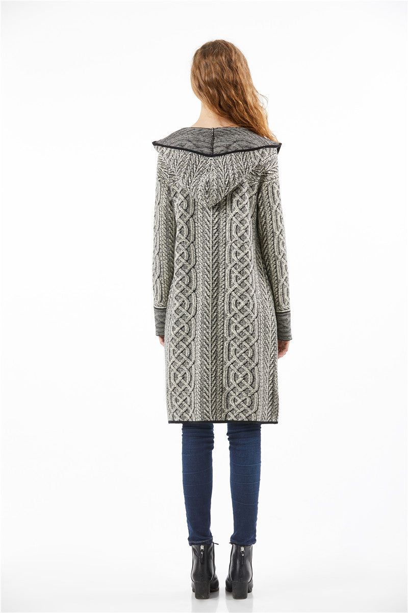 Coffee Color Long Cardigans Hooded Sweater - FashionByTeresa