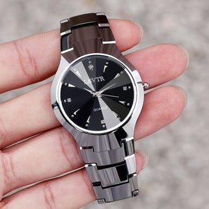 Stainless Steel Quartz Chain Black Couple Watch - FashionByTeresa