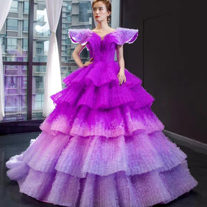 Purple elegant evening luxury ball gown - FashionByTeresa