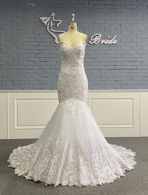 Elegant Sleeveless Bridal V-Neck Mermaid Tulle Wedding Dress - FashionByTeresa
