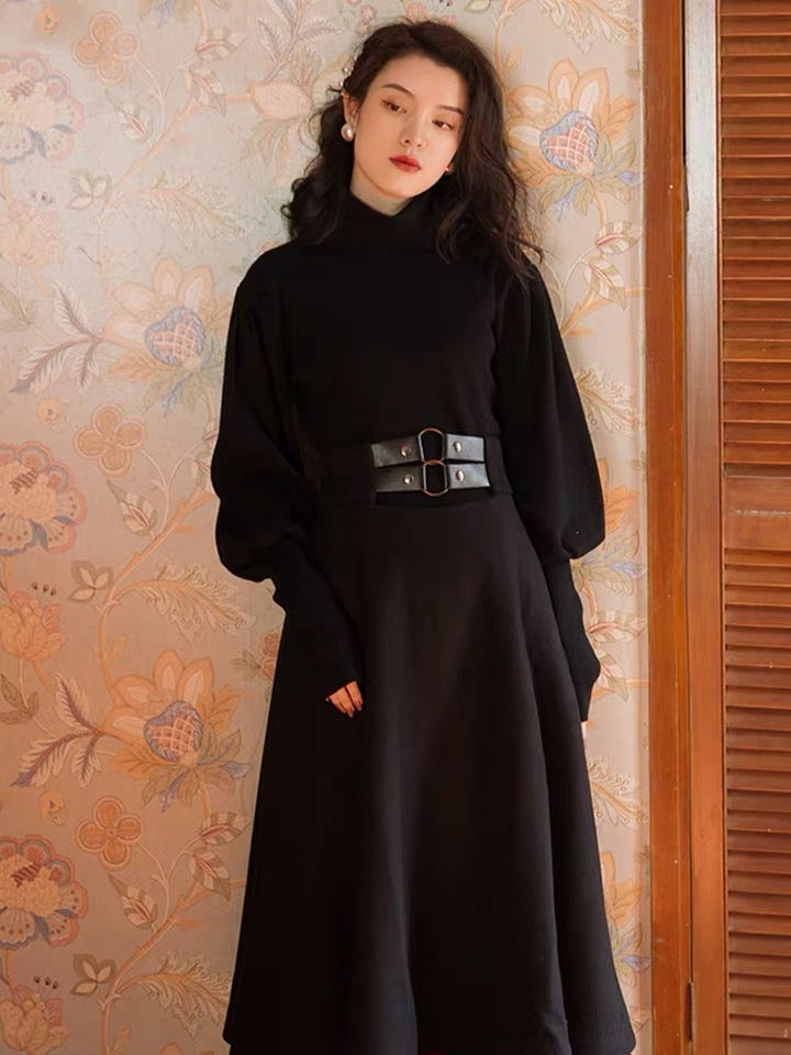 Black genuine luxury long cashmere wool coat - FashionByTeresa
