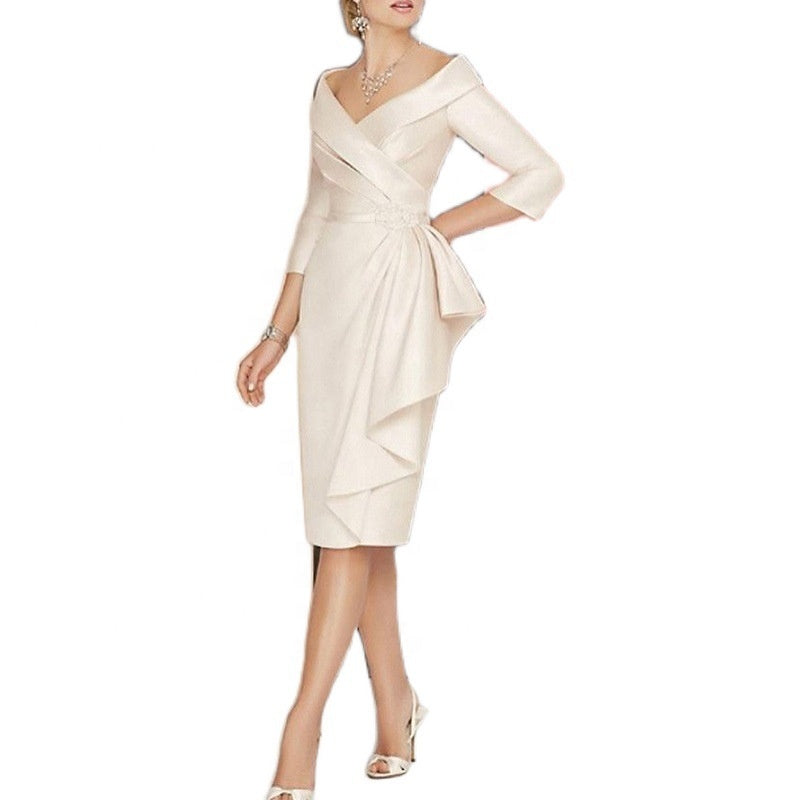 V-neck Ruffles Elegant Special Occassion Dress - FashionByTeresa