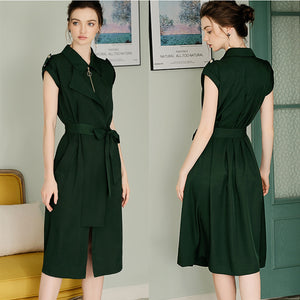 Dark Green Windbreaker Dress - FashionByTeresa