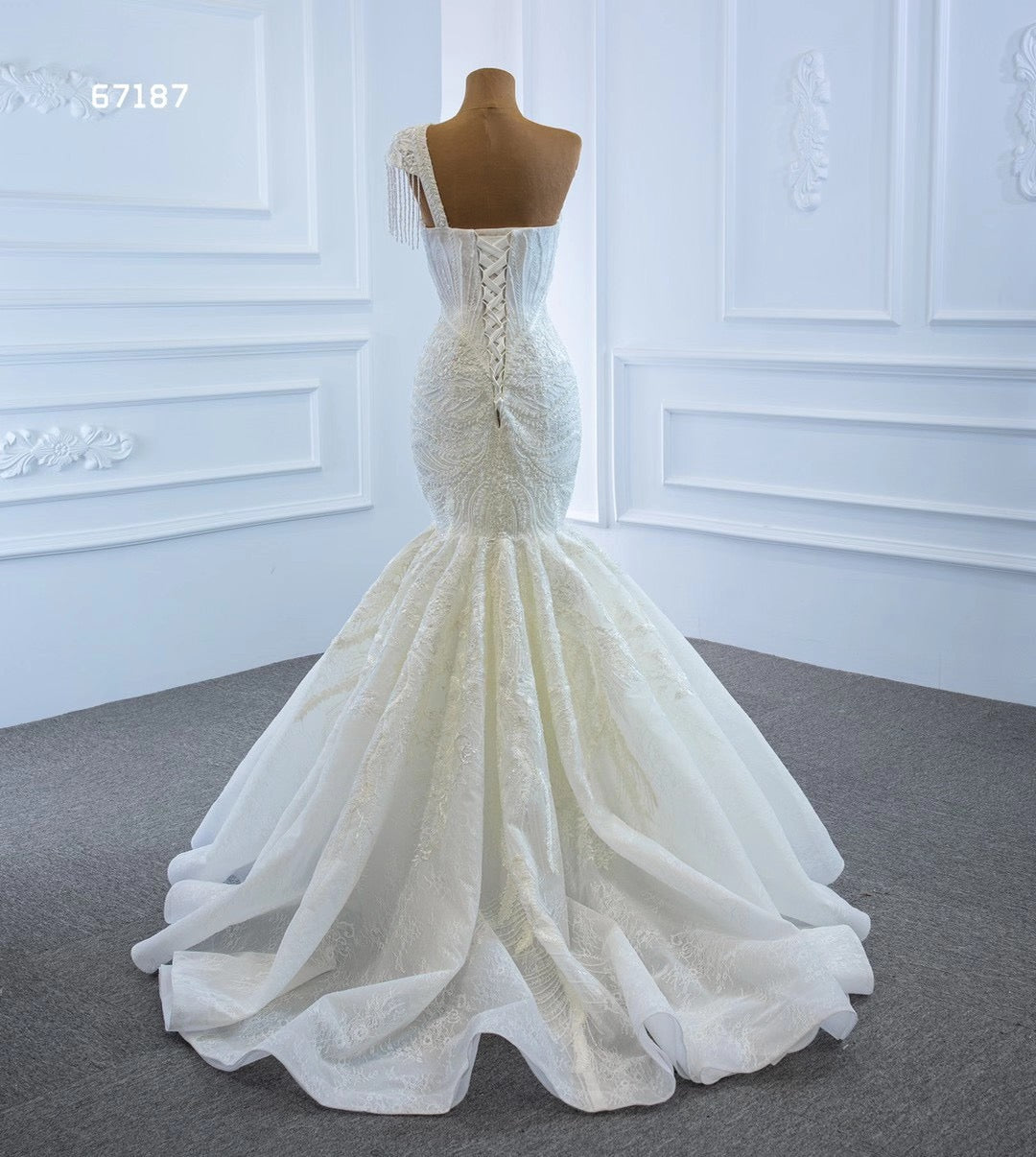 One Shoulder Mermaid Wedding Dress - FashionByTeresa