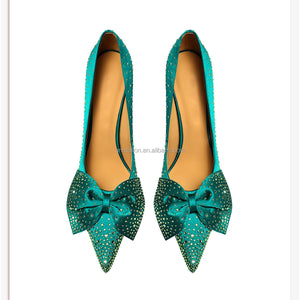 Royal satin rhinestone high heel pumps - FashionByTeresa