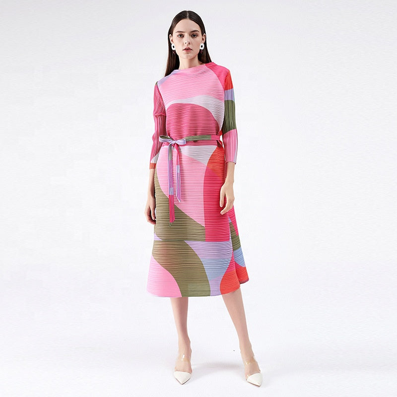 Elegant Belted Maxi Loose Fit Midi Dress - FashionByTeresa