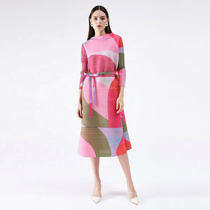Elegant Belted Maxi Loose Fit Midi Dress - FashionByTeresa