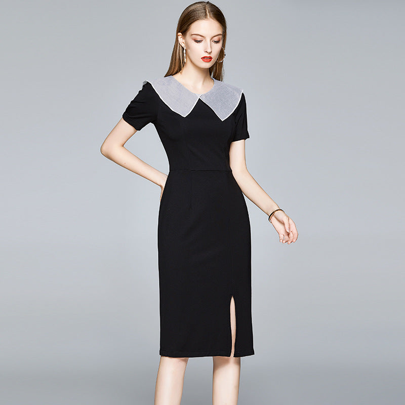 short professional dress HONGFSM 2024 Women Summer Business Office Dress Sexy Wrap V Neck Short Sleeve High Waist Bodycon Midi Pencil Dress with Belt(Dark blue,Small) at Amazon Women's Clothing store
