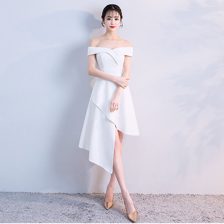 asymmetrical cocktail dress with sleeves Missacc Grape Cocktail Dresses Lace Satin A-Line Asymmetrical Cocktail Dresses With Short Sleeves