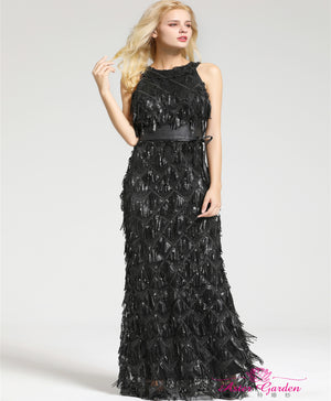 Black Sleeveless A-Line Evening Gown - FashionByTeresa