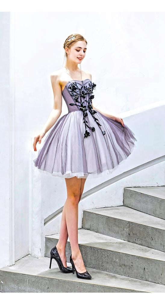 Purple Short Puffy Tulle Wedding Bridesmaid Dress FashionByTeresa Purple Short Puffy Tulle Wedding Bridesmaid Dress FashionByTeresa
