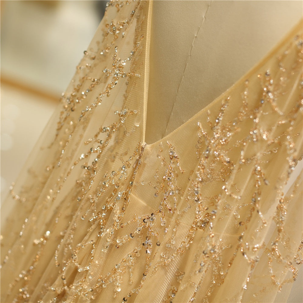 Vintage Gold Sequined Elegant Formal Evening Gown FashionByTeresa Vintage Gold Sequined Elegant Formal Evening Gown FashionByTeresa
