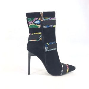Black Snakeskin Ankle Booties - FashionByTeresa