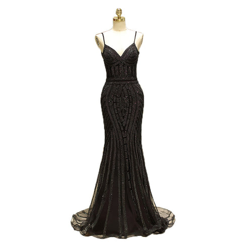 Elegant Sleeveless Mermaid Lace Evening Gown - FashionByTeresa