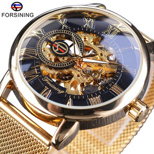 Luxury Transparent Skeleton Mens Mechanical Steel Business Wristwatch - FashionByTeresa