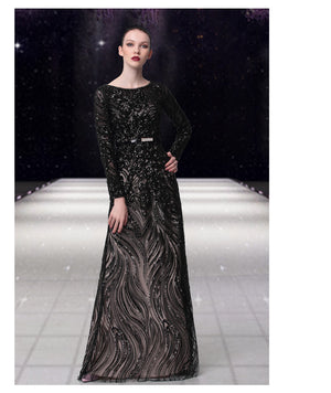 Elegant Champagne Crystal Evening 3D Floral Sequined Maxi Dress - FashionByTeresa