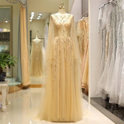 Vintage Gold Sequined Elegant Formal Evening Gown - FashionByTeresa