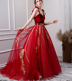 Wine Red Sleeveless Evening Gown - FashionByTeresa