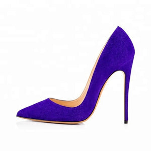 Blue suede pointed toe high heels stiletto pumps - FashionByTeresa
