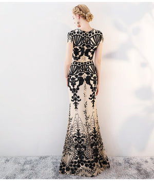 Embroidered Elegant Mermaid Evening Ball Gown - FashionByTeresa