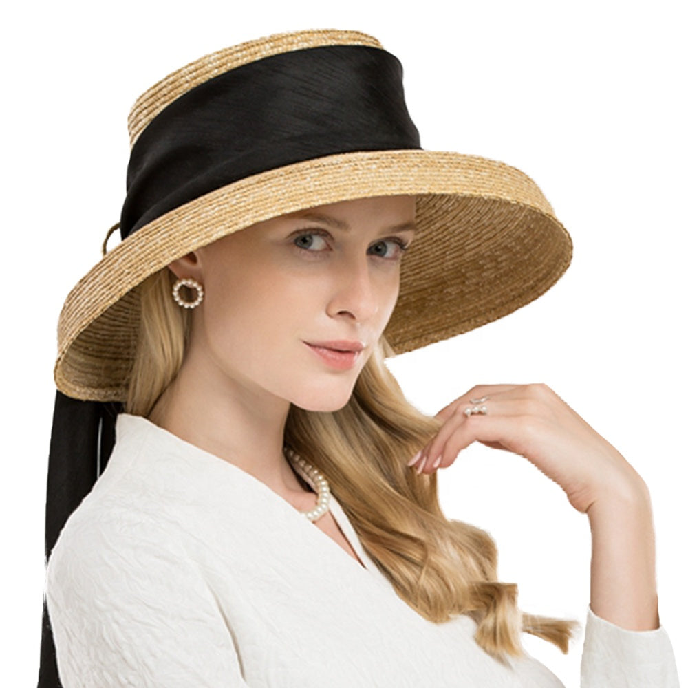 Summer Large Wide Brim Hat Boater Straw Hat - FashionByTeresa
