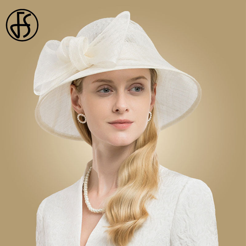 Elegant Big Bow Linen Wide Brim Ladies Hat, Black