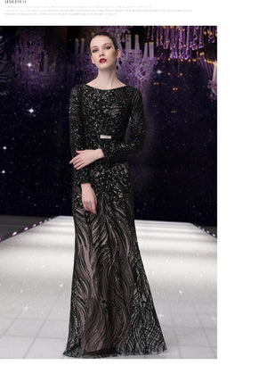 Elegant Champagne Crystal Evening 3D Floral Sequined Maxi Dress - FashionByTeresa