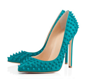 Pointed toe pointy rivet high heel pumps - FashionByTeresa