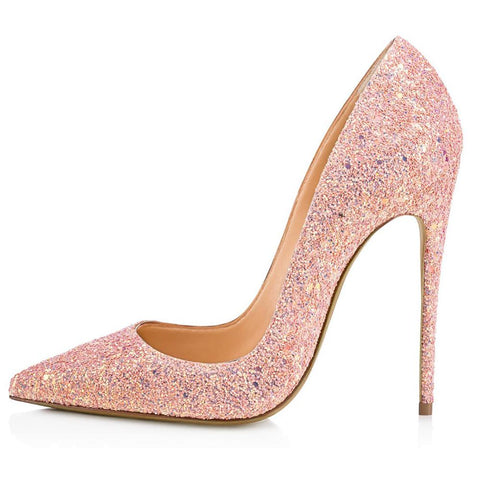 Pink Glitter Stilettos High Heel Pumps - FashionByTeresa