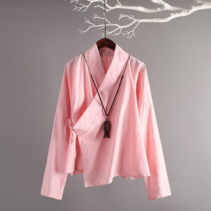 Chinese Style Retro Cotton Linen Blouse - FashionByTeresa