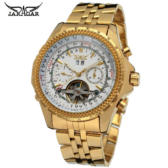 Gold Men Luxury Stainless Steel Automatic Mechanical Watch - FashionByTeresa