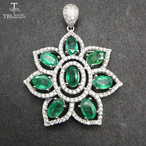 Natural 4ct Zambia Emerald Pendant Necklace - FashionByTeresa