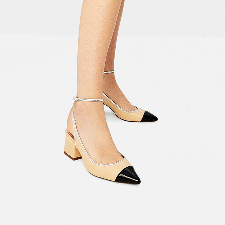 Patent slingback chunky heels pump - FashionByTeresa